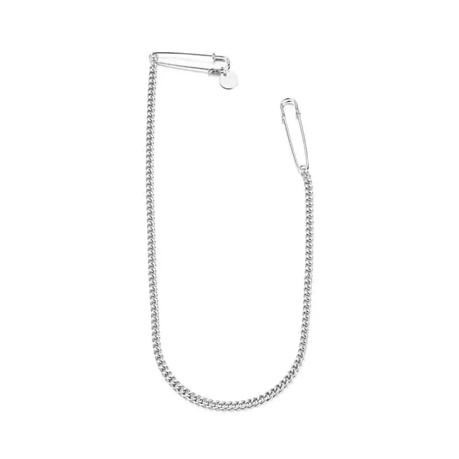 Minimalist Metal Cross Large Silver Color Long Chain Brooch