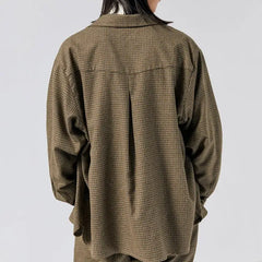 Mismatched Pocket Plaid Shirt with Point Collar