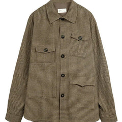 Mismatched Pocket Plaid Shirt with Point Collar