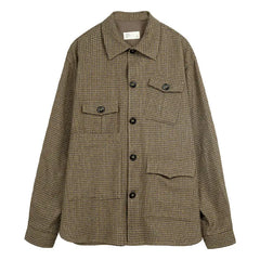 Mismatched Pocket Plaid Shirt with Point Collar Brown / XS