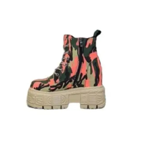 Mixed Colors Camouflage Platform Boots Euro Size