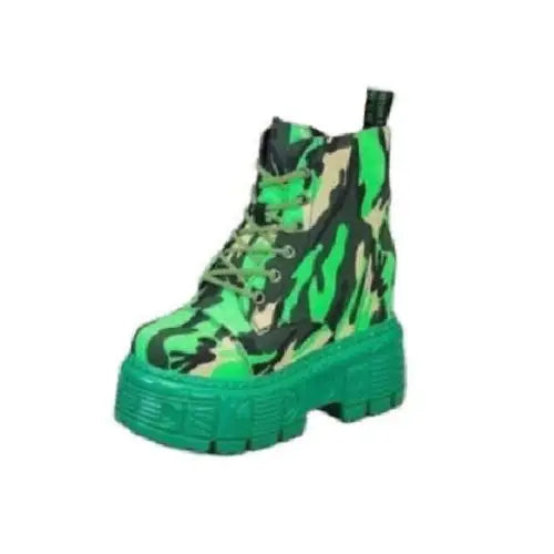Mixed Colors Camouflage Platform Boots Euro Size