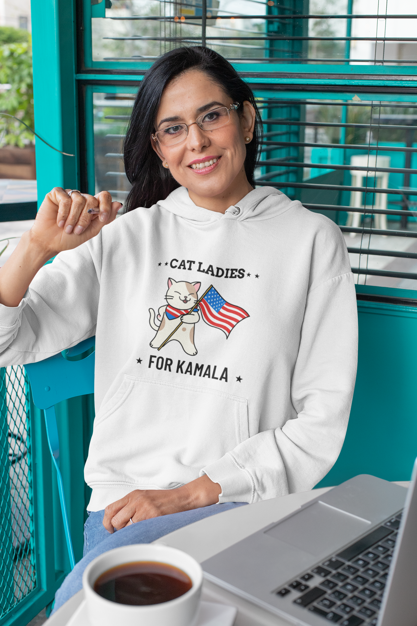 Cat Ladies For Kamala Long Sleeve Hoodie