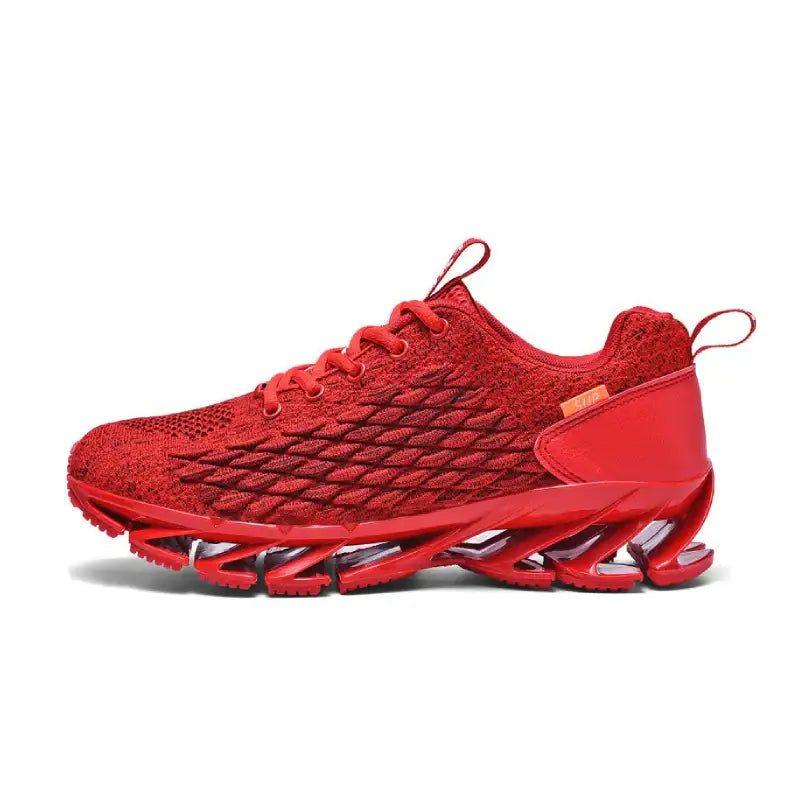 Modern textured Blade Platform SUP Lace Up Sneakers - Red