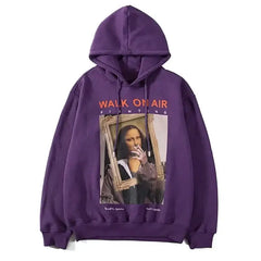 Mona Lisa Smoking Print Fleece Hoodie