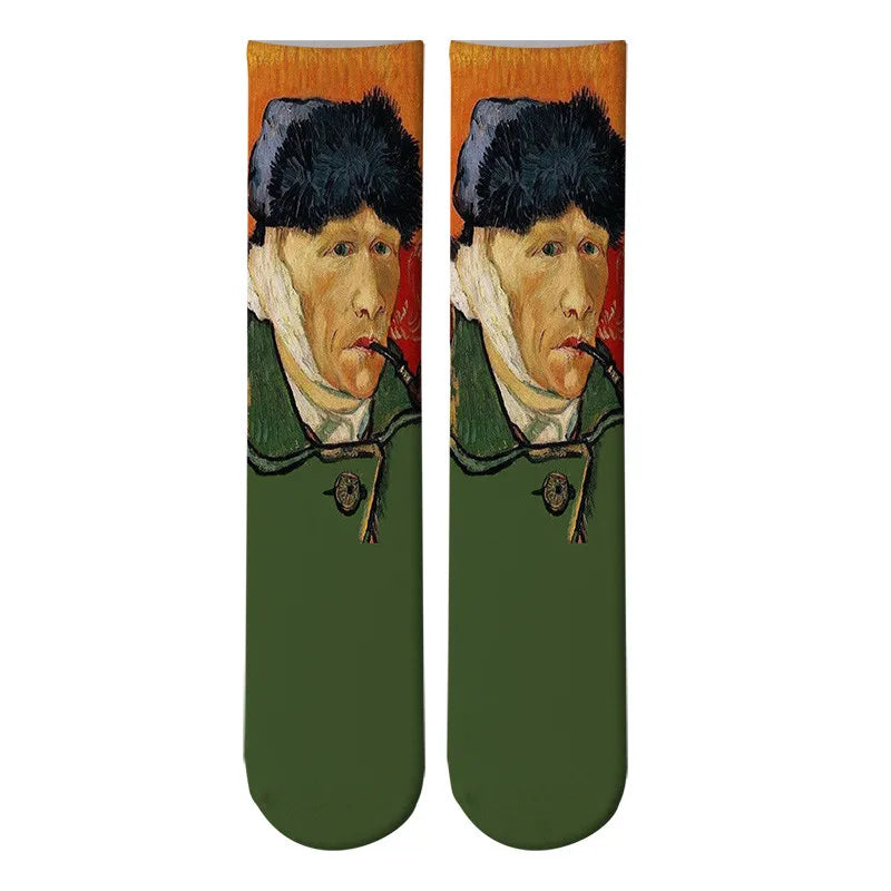 Monet Starry Night Art Oil Painting Socks Bandaged Ear