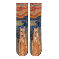 Monet Starry Night Art Oil Painting Socks Cat / One Size