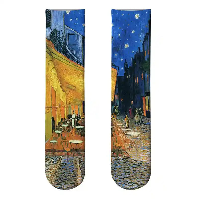 Monet Starry Night Art Oil Painting Socks City / One Size