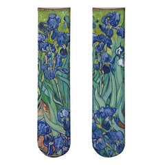 Monet Starry Night Art Oil Painting Socks Flowers / One Size