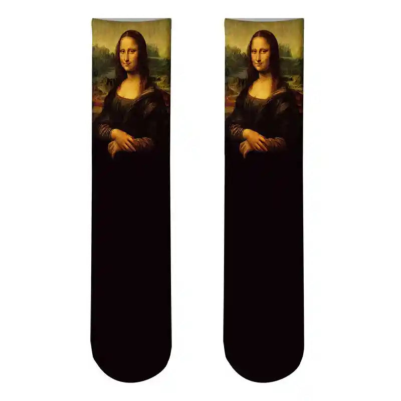 Monet Starry Night Art Oil Painting Socks Mona Lisa