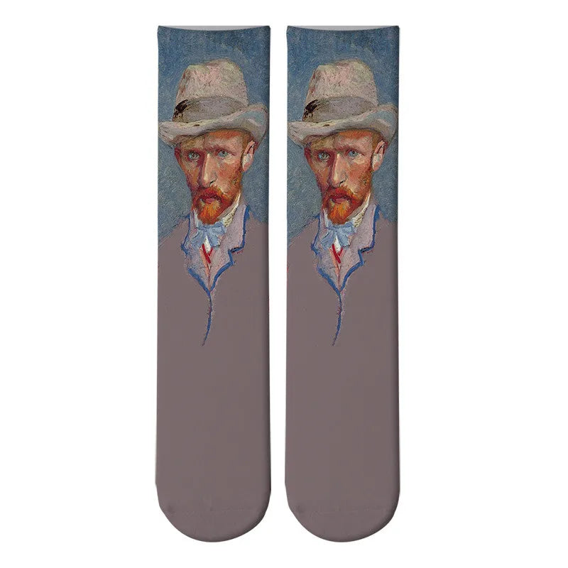 Monet Starry Night Art Oil Painting Socks Portrait