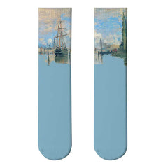 Monet Starry Night Art Oil Painting Socks Ship / One Size