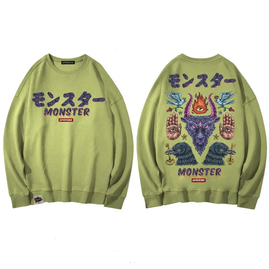 Monster Demon magic symbols Oversize Sweatshirt - Apple