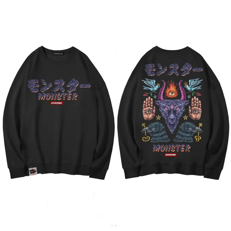 Monster Demon magic symbols Oversize Sweatshirt - black / M