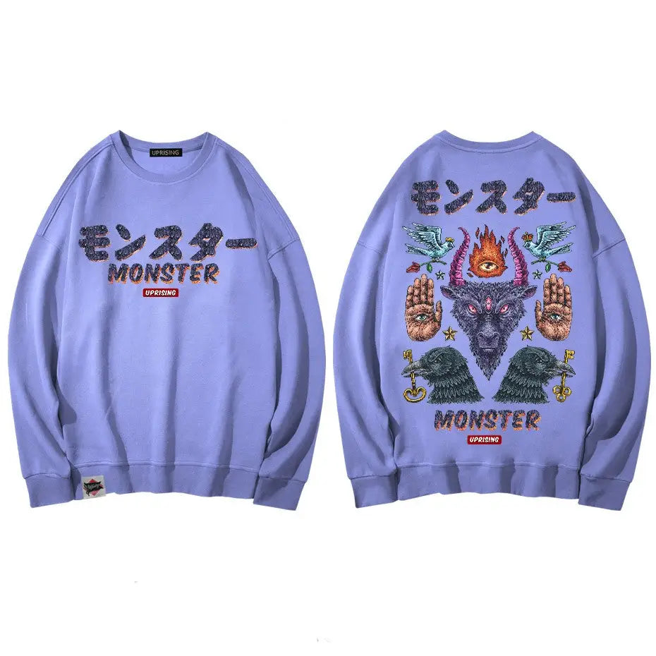 Monster Demon magic symbols Oversize Sweatshirt - Light