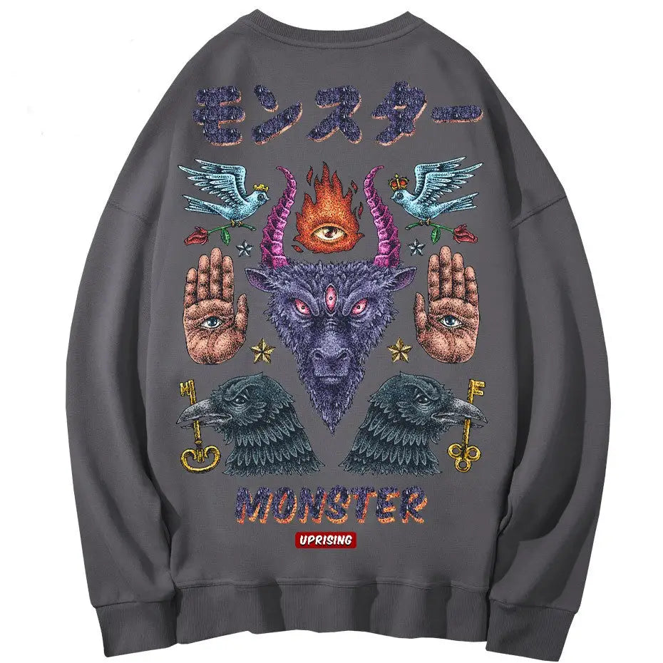 Monster Demon magic symbols Oversize Sweatshirt - SWEATSHIRT