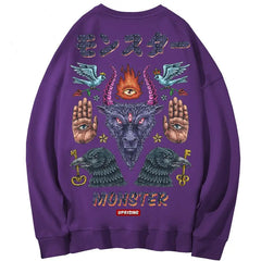 Monster, Demon, magic symbols Oversize Sweatshirt