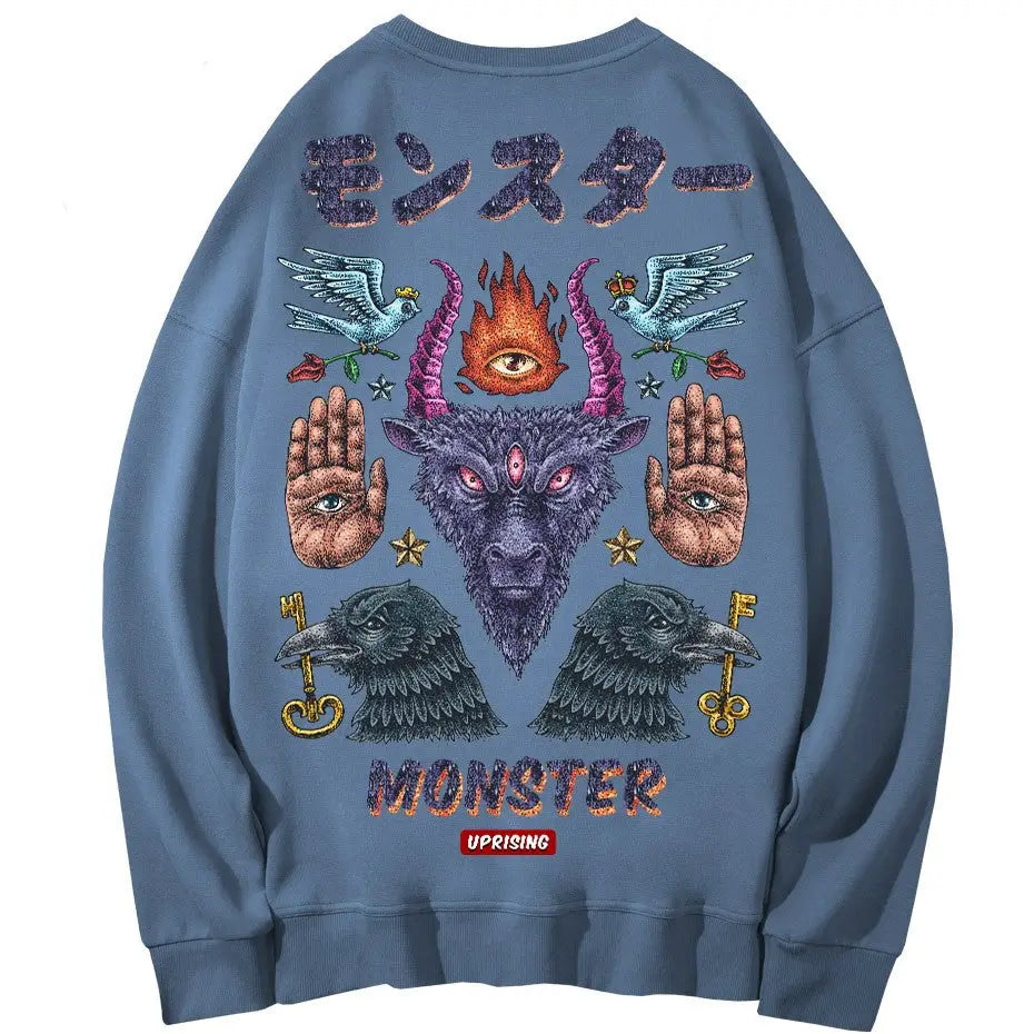 Monster, Demon, magic symbols Oversize Sweatshirt