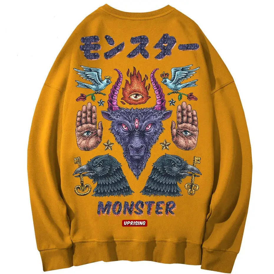 Monster, Demon, magic symbols Oversize Sweatshirt