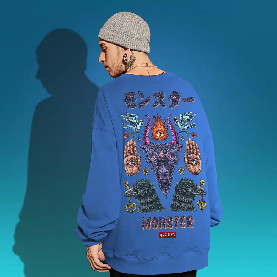 Monster, Demon, magic symbols Oversize Sweatshirt