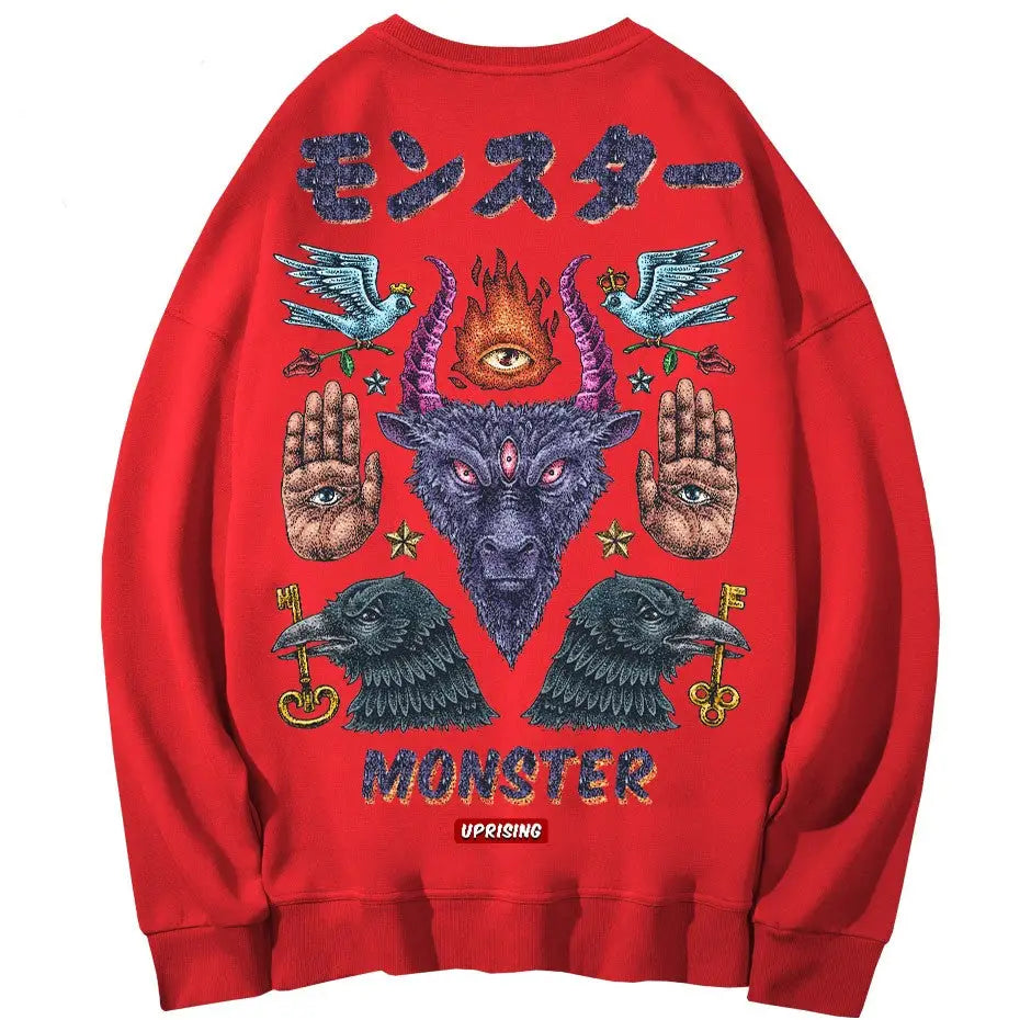 Monster, Demon, magic symbols Oversize Sweatshirt