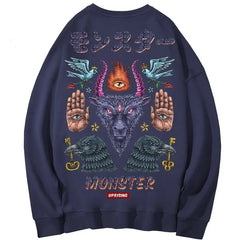 Monster, Demon, magic symbols Oversize Sweatshirt