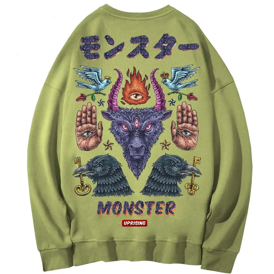 Monster Demon magic symbols Oversize Sweatshirt - SWEATSHIRT