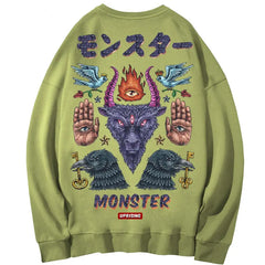 Monster, Demon, magic symbols Oversize Sweatshirt