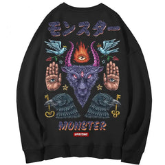 Monster, Demon, magic symbols Oversize Sweatshirt