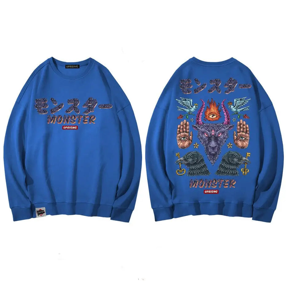 Monster, Demon, magic symbols Oversize Sweatshirt