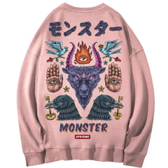 Monster, Demon, magic symbols Oversize Sweatshirt