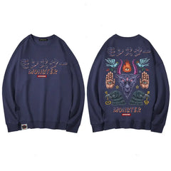 Monster, Demon, magic symbols Oversize Sweatshirt