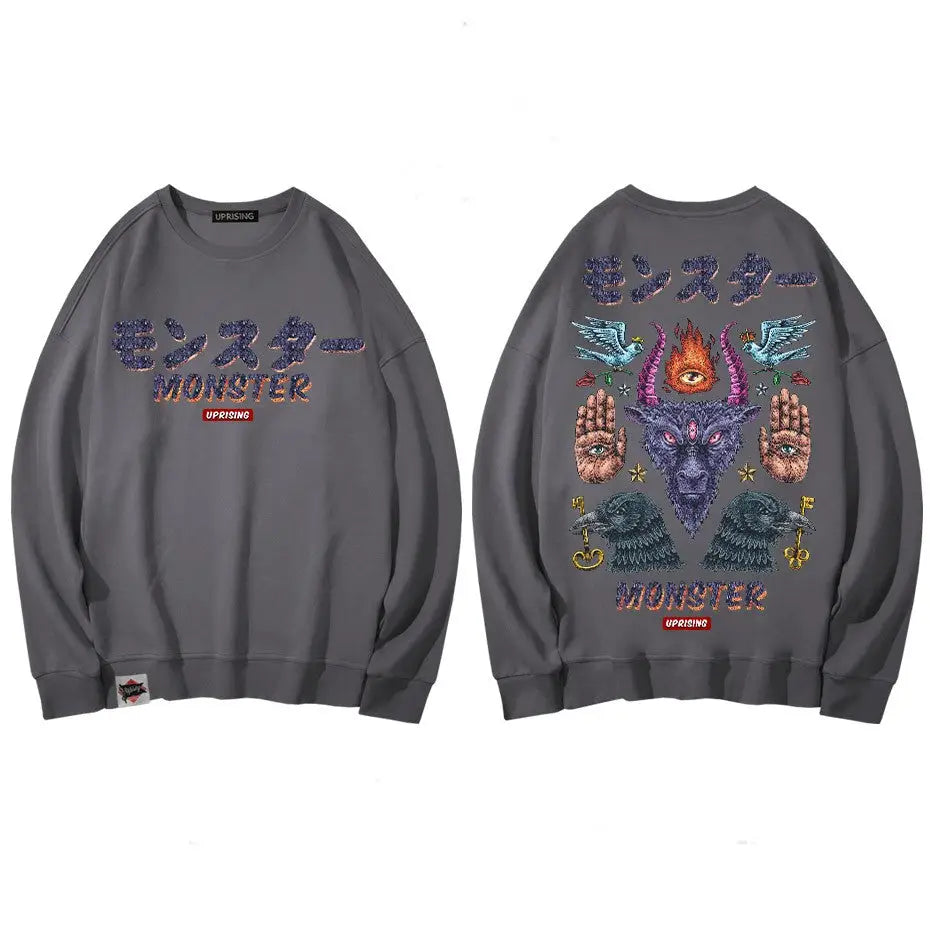 Monster, Demon, magic symbols Oversize Sweatshirt