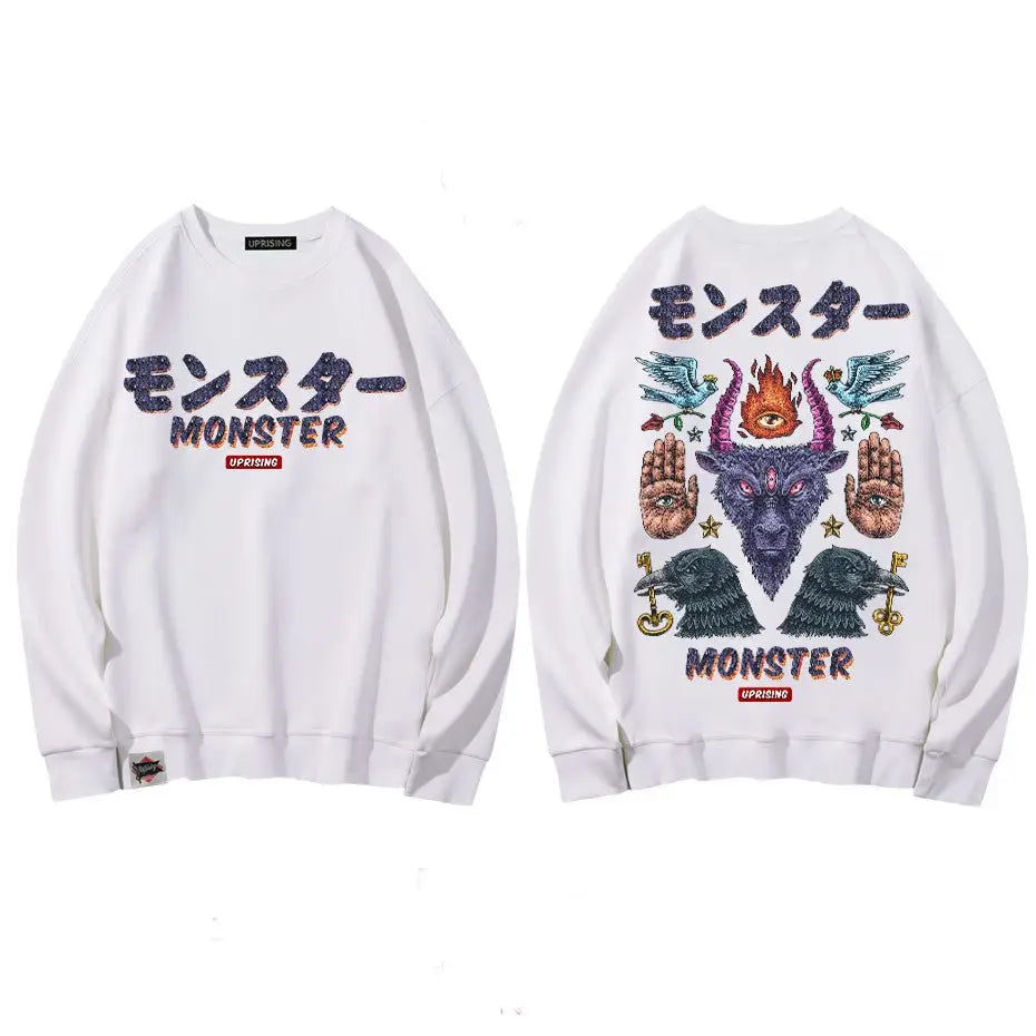 Monster Demon magic symbols Oversize Sweatshirt - white / M