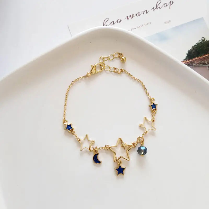 Moon And Stars Bracelet - and / Blue / One Size - Accesories