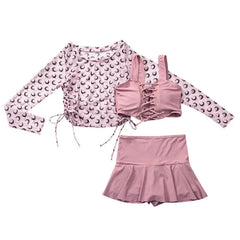 Moon Pink Three-Piece Swimwear with Skirt / M