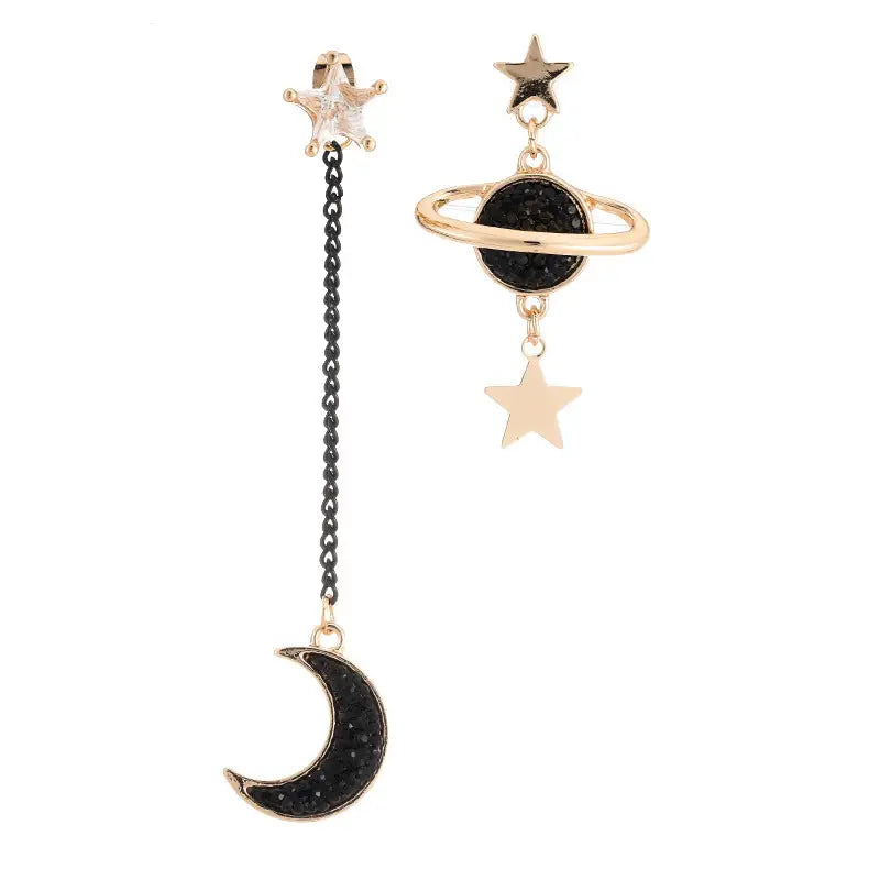 Moon Star Asymmetry Aesthetic Earrings