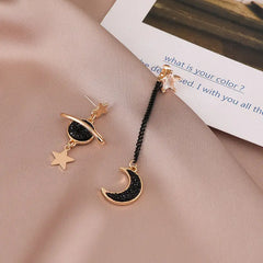 Moon Star Asymmetry Aesthetic Earrings