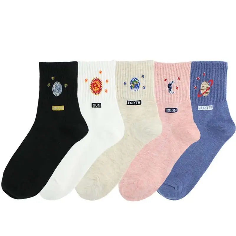 Moon Sun and Planets Socks