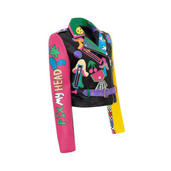 Motorcycle PU Leather Jacket Fix My Head