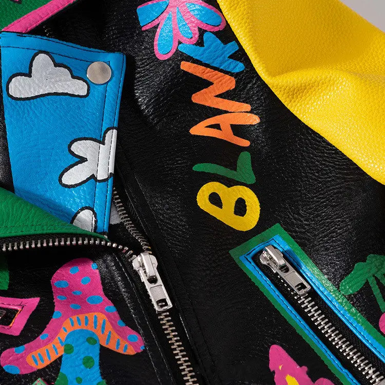 Motorcycle PU Leather Jacket Fix My Head