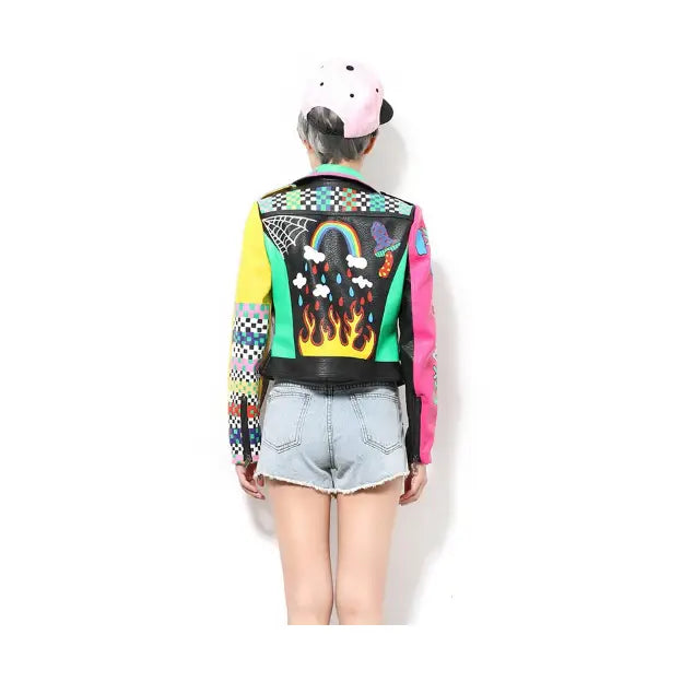 Motorcycle PU Leather Jacket Fix My Head