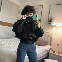 Motorcycle PU Leather Jacket with Long Sleeve Design