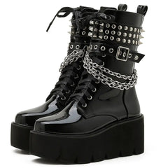 Motorcycle Square Heel Square Toe Ankle Boots