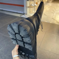 Motorcycle Vegan Ankle Boots Euro Size 34 Mid Calf Round Toe