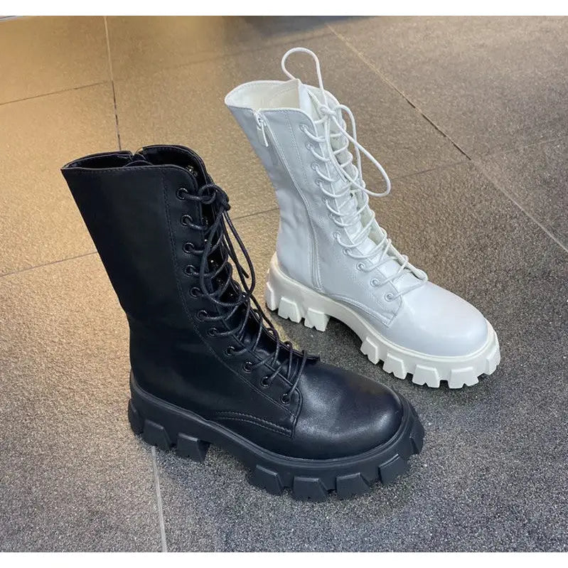 Motorcycle Vegan Ankle Boots Euro Size 34 Mid Calf Round Toe