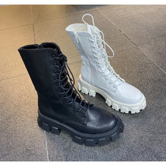 Motorcycle Vegan Ankle Boots Euro Size 34 Mid Calf Round Toe