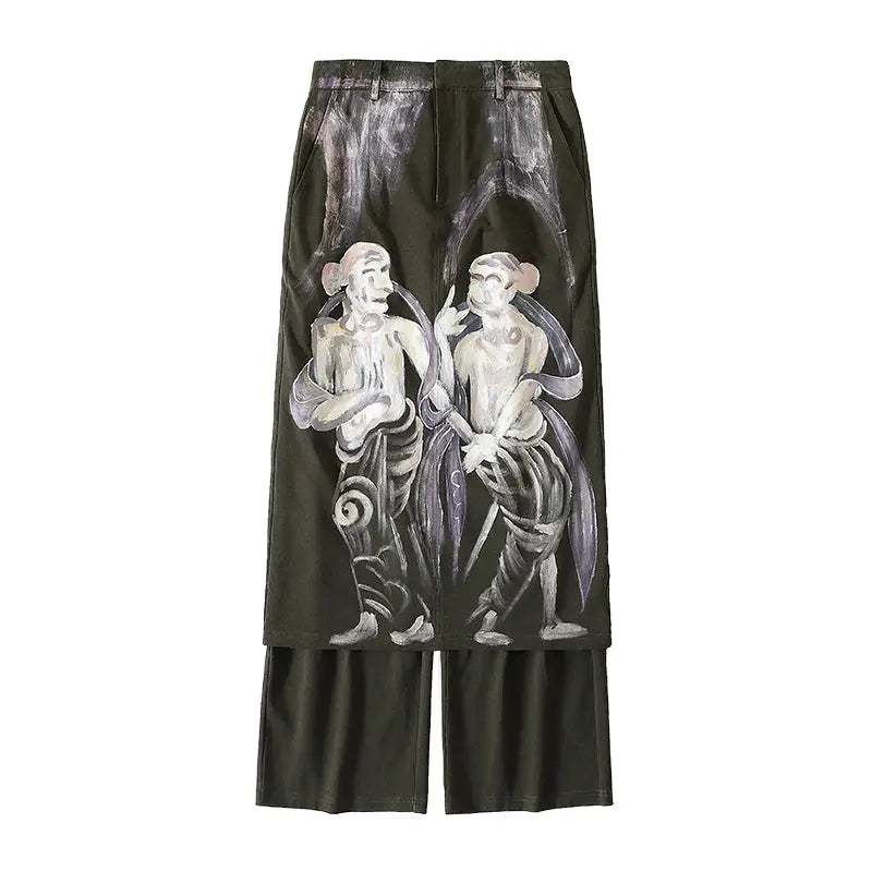 Moutai Hand-Painted Culottes Long Loose Pants
