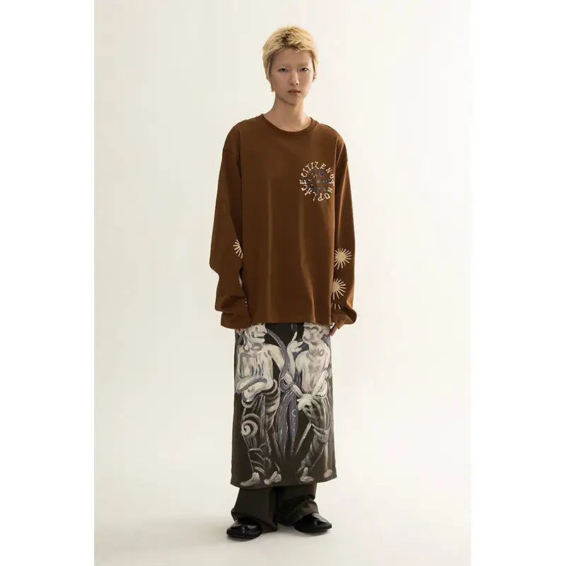 Moutai Hand-Painted Culottes Long Loose Pants