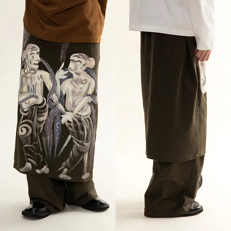 Moutai Hand-Painted Culottes Long Loose Pants